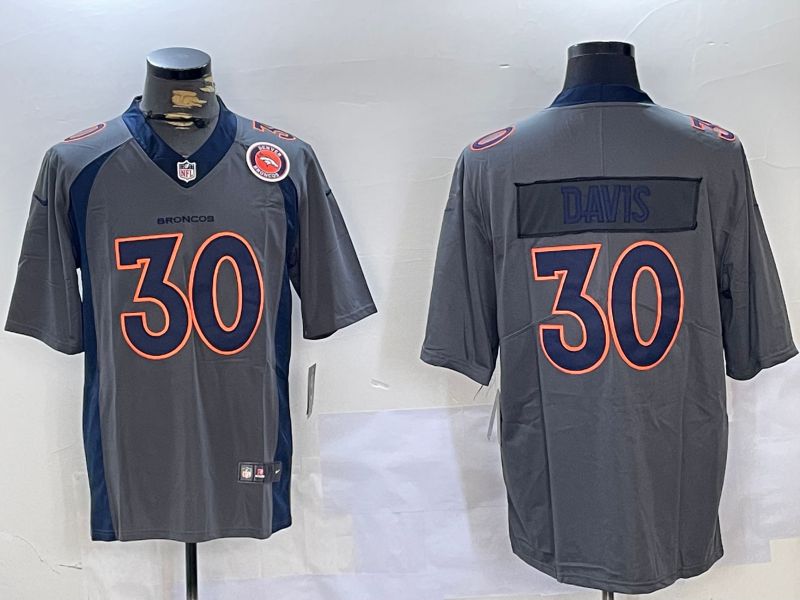 Men Denver Broncos #30 Davis Grey 2024 Nike Vapor Limited NFL Jersey style 6->customized mlb jersey->Custom Jersey